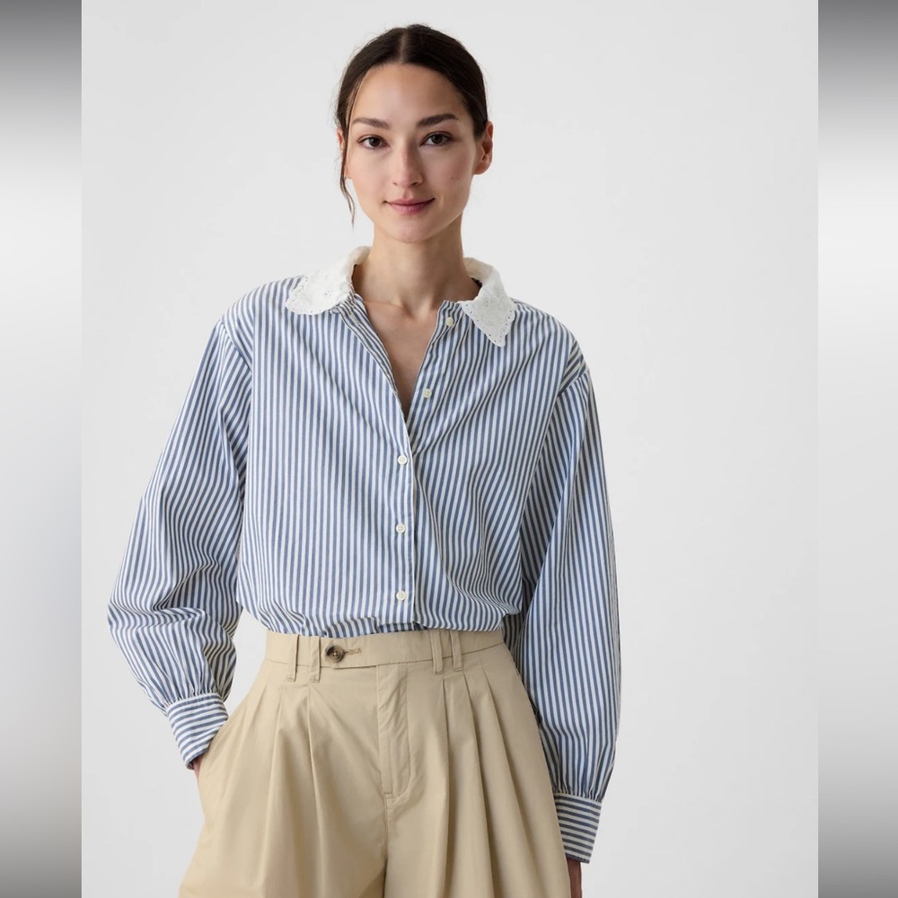 GAP X Doen Striped Eyelet Top